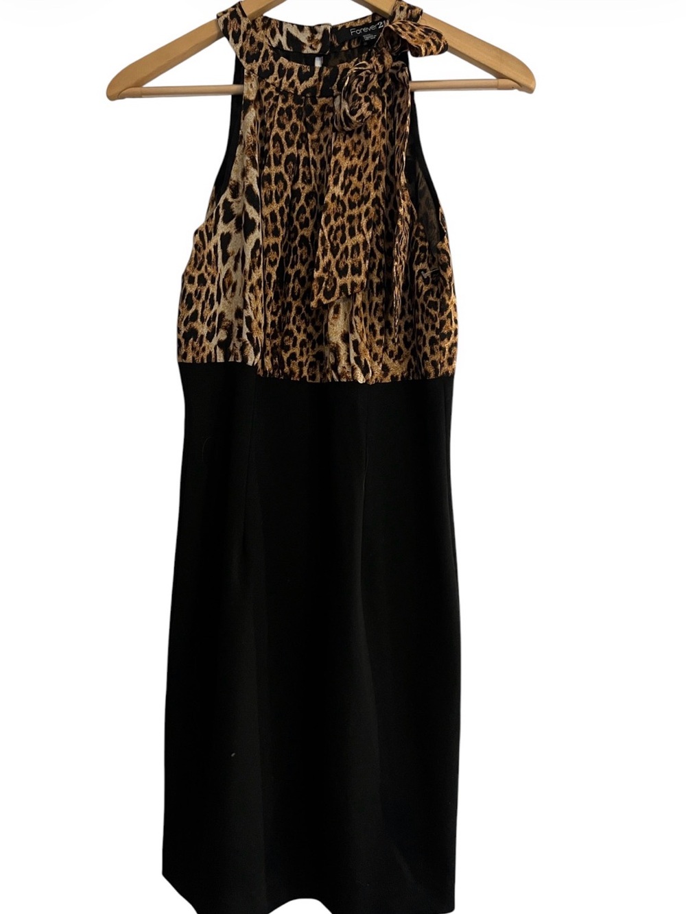 Forever 21 Leopard Print Halter Dress with Black Skirt